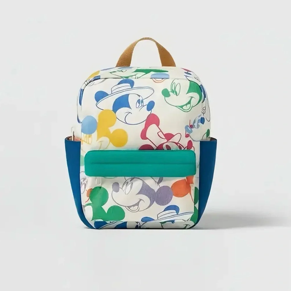 Disney Mickey Mouse Print Colorful Colorblock Backpack Kids School Preschool NEW